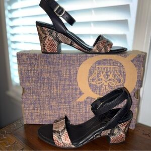 Born Frilli Black Snake Print - Size 7 - with Ankle Strap